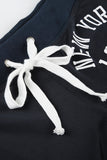Athletic Lettering Shorts with Drawstring