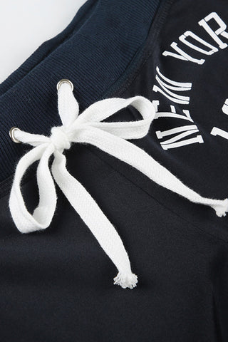 Athletic Lettering Shorts with Drawstring