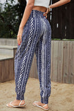 Printed Elastic Waist Relaxed Pants