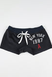 Athletic Lettering Shorts with Drawstring