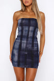 Strapless Abstract Print Mini Dress