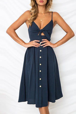 Midi Dress with Bow Front Detail