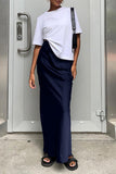 High-Waist Solid Maxi Skirt