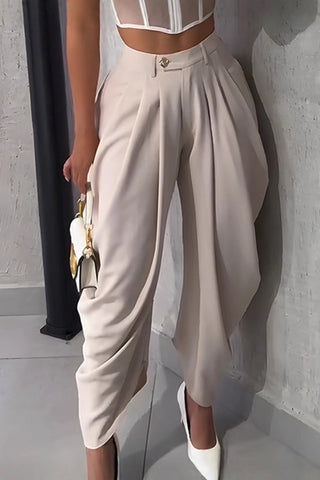 High-Waist Pleated Casual Pants