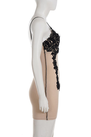 Lace Overlay Mini Dress
