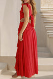 Ruffle Wrap Belted Maxi Dress