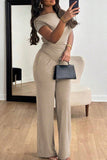 Off-Shoulder Pants Set with Ruched Detail