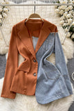 Two-Tone Houndstooth Denim Jacket