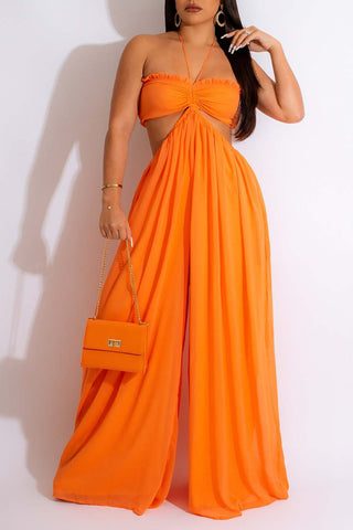 Halter Cutout Wide-Leg Jumpsuit
