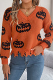 Pumpkin Detail Fringed Sweater