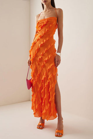 Ruffled Tiered Evening Dress