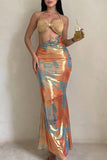 Halter Wrap Front Maxi Dress