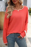 Contrast Trim Relaxed Crewneck Top