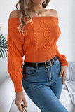 Off-Shoulder Cable Knit Sweater