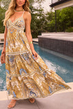 Bohemian Maxi Dress with Strappy Back