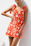 Floral Tie-Shoulder Casual Dress