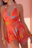 Halter Neck Handkerchief Hem Dress