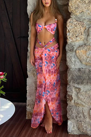 Artistic Print Bikini Dress