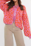 Tie-Front Leopard Cardigan