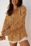 Boho Floral Ruffled V Neck Blouse