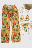 Floral Print Bikini Set with Cover-Up