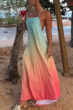 Gradient Halter Neck Maxi Dress