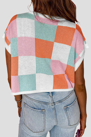 Plaid Knit Sweater Top