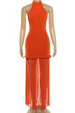 Fringe Hem Halter Dress
