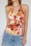 Floral Halter Neck Twist Tank Top