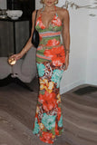 Floral Halter Maxi Suit Set