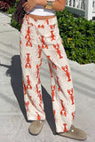 Playful Lobster Print Casual Pants