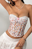 Strapless Floral Lace Bustier Top