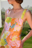 Floral Maxi Dress with Square Neckline