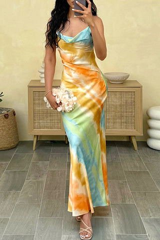 Tie-Dye Strappy Casual Dress