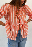 Tie-Front Striped Blouse