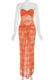 Strapless Lace Evening Dress