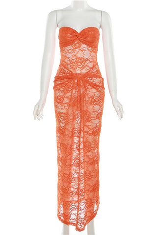 Strapless Lace Evening Dress