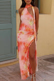 Elegant Floral Halter Sundress