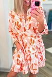Abstract Tiered Half Sleeve Dress