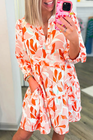 Abstract Tiered Half Sleeve Dress