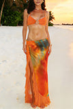Tie-Front Cropped Top and Maxi Skirt Set