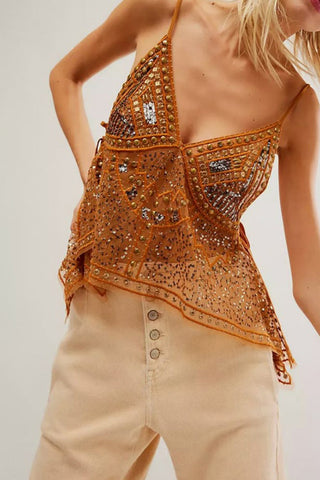 Sequin Embellished Camisole Top