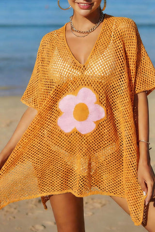 Floral Mesh Beach Cover-Up