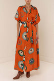 Patterned Belted Maxi Dress