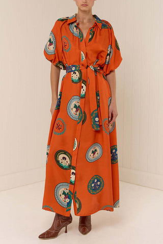 Patterned Belted Maxi Dress