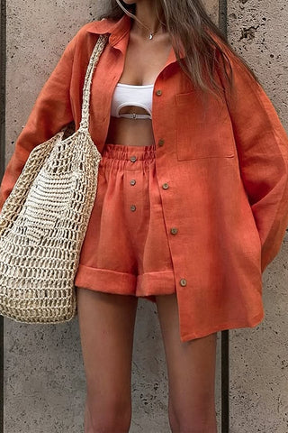 Chic Button-Front Short Set
