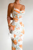 Floral Lace-Up Midi Dress