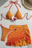 Stylish Halter Bikini with Skirt Cover-Up