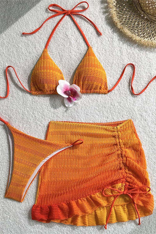 Stylish Halter Bikini with Skirt Cover-Up