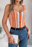 Button-Front Striped Tank Top